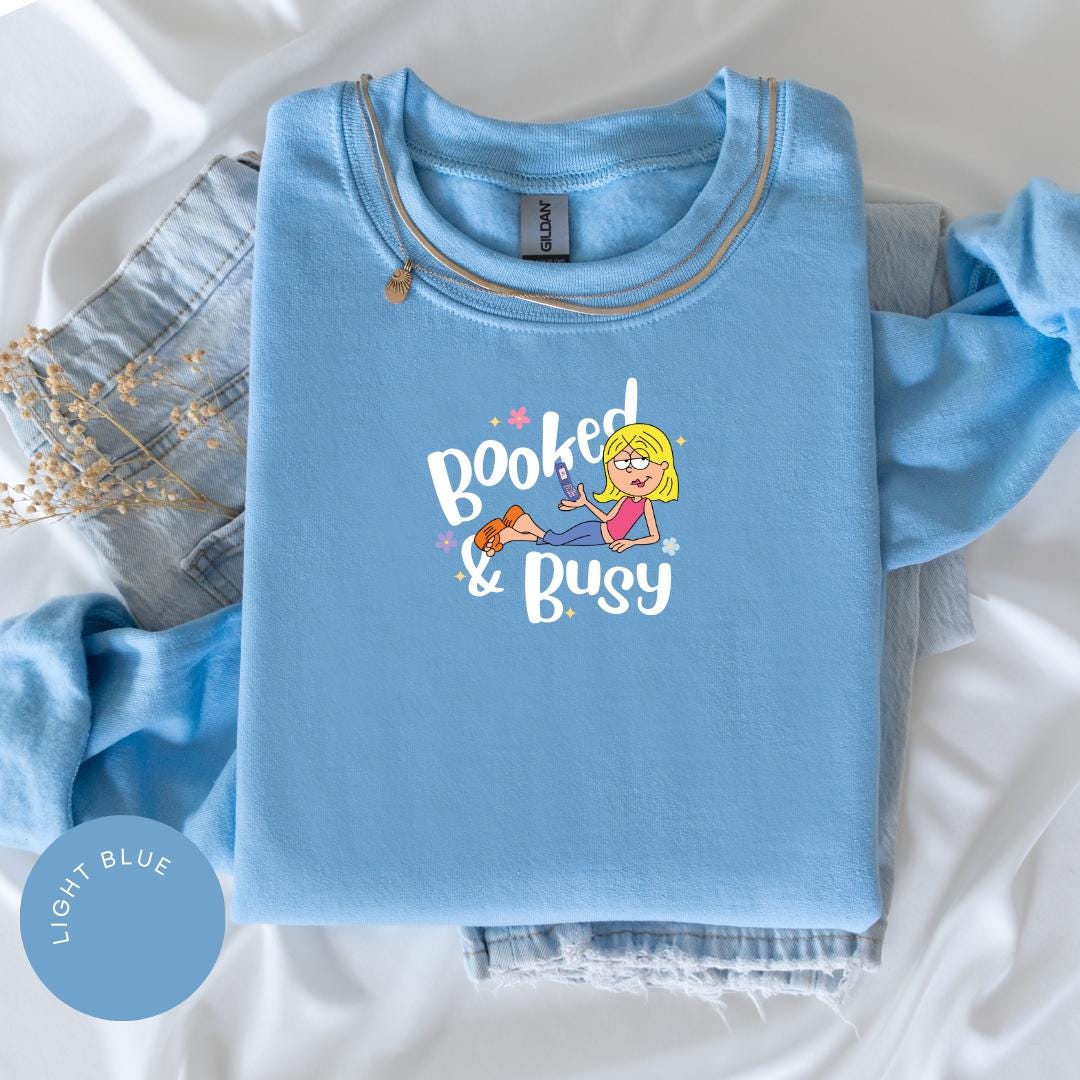 Booked and Busy Crewneck, Lizzie McGuire Sweatshirt, Vintage Y2K Shirt, 90s Nostalgia Gift, Womens Retro Graphic Tee, Gift for Her, TV Merch