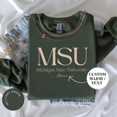 MSU Crewneck, MSU Shirt, Michigan State Hoodie, MSU Alumni, Grad Gift, Commitment Day, Michigan State Tee, Collegiate Hoodie, Go Spartans