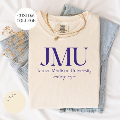 CUSTOM COLLEGE Comfort Colors® Shirt, College Alumni Hoodie, College University High School Crewneck, Graduation Gift Friend, Sorority Shirt