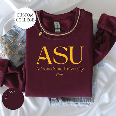 CUSTOM COLLEGE Crewneck, College Alumni Hoodie, College University High School Crewneck, Graduation Gift Friend, Sorority Shirt