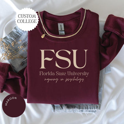 CUSTOM COLLEGE Crewneck, College Alumni Hoodie, College University High School Crewneck, Graduation Gift Friend, Sorority Shirt