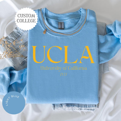 CUSTOM COLLEGE Crewneck, College Alumni Hoodie, College University High School Crewneck, Graduation Gift Friend, Sorority Shirt