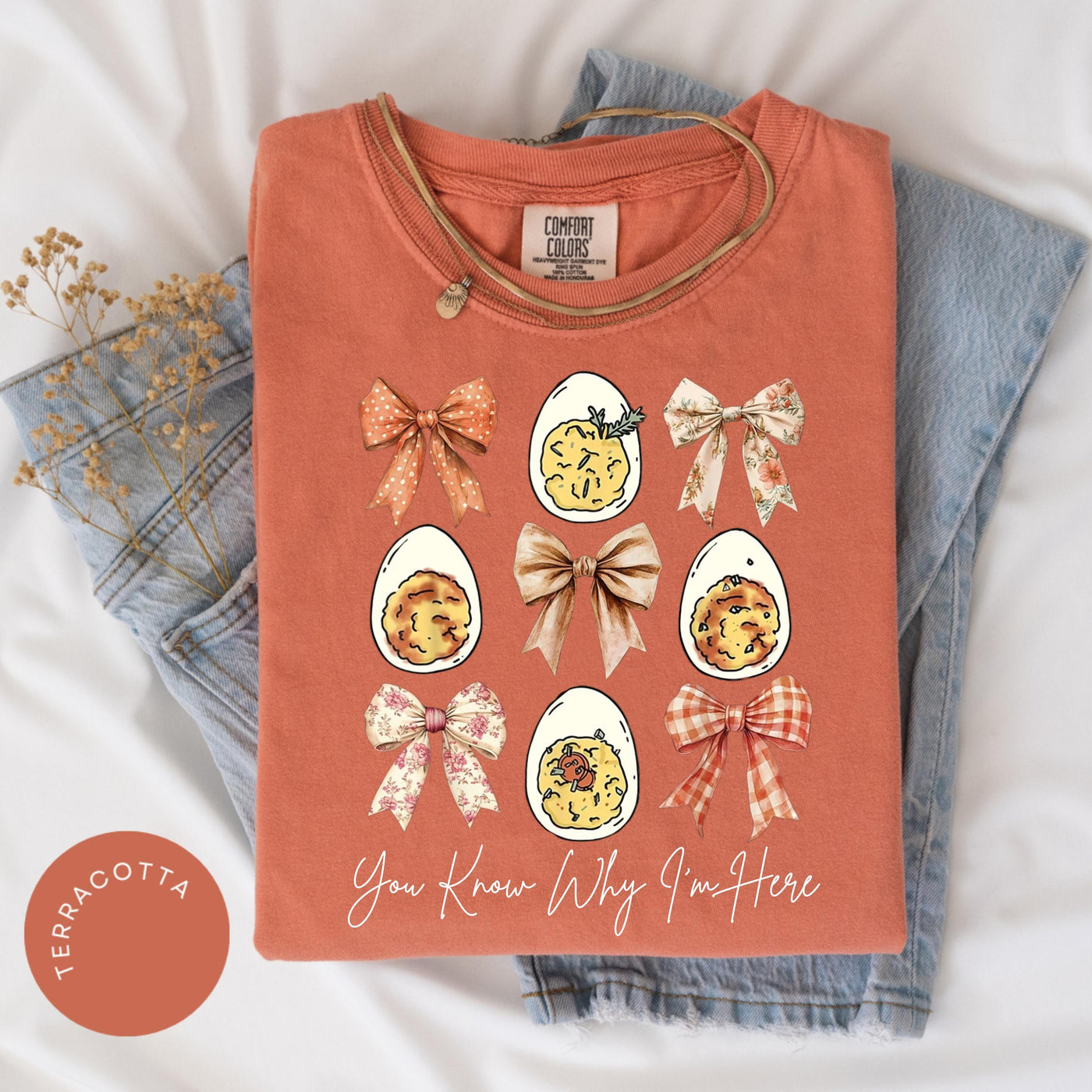 Funny Easter Comfort Colors® Shirt, Deviled Egg T-Shirt, You Know Why I'm Here Shirt, Funny Easter Egg Tee, Easter Bow Shirt, Thanksgiving
